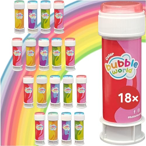 Conipa® 18 Stück Seifenblasen Kinder Mitgebsel für Kindergeburtstag, Hochzeit & Standesamt (je 60ml) - Give Aways & Gast-Geschenke Luftblasen Großpackung (Mitbringsel) - Soap Bubbles Set