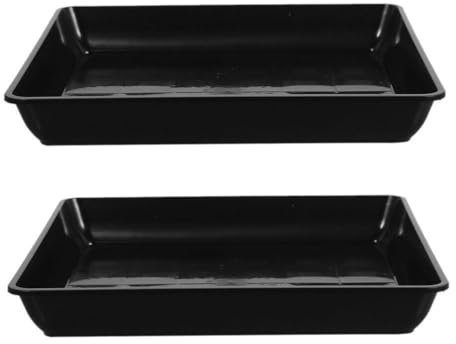 Flower Pot Tray - 2Pcs Square Black Plastic Drip Trays for Plant Pots Thickened Base for Stability Ideal for Balconies and Outdoor Gardens