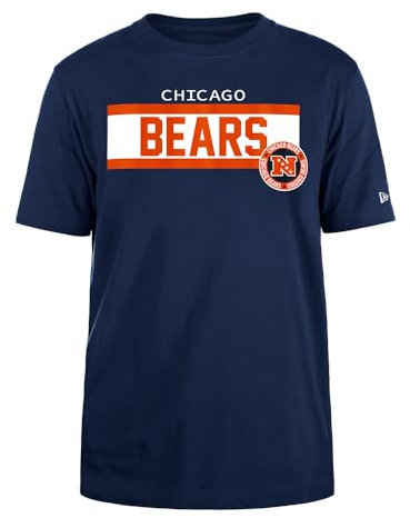 CHICAGO BEARS Unisex NFL Regular High Density Ink Screenprint Front Graphic Original Team Color T-Shirt, Navy, XL EU