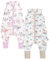 Chilsuessy Baby Schlafsack mit Füßen 2er Pack 1.5 Tog Kinder Ganzjahres Schlafsack 100% Baumwolle Baby Schlafsack mit Beinen, 1.5 Tog/Sika-Hirsch + Schöne Elster, 80cm/Baby Höhe 85-95cm