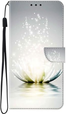 BLOTECH Hülle für Oppo A16 Handyhülle, 3D Muster LederHülle Schutzhülle PU Flip Wallte Case Tasche Brieftasche Stand Handy Halterung Kartenfächer für Oppo A16,Glowing Lotus