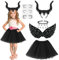 ACWOO Teufel Kostüm Mädchen, Malefi-cent Kostüm Mädchen, 5 Stück Königin Hörner Kostüm, Maleficent Karneval Kostüm Mädchen, Halloween Kostüm Damen Teufel für Halloween Karneval Fasching Cosplay Party