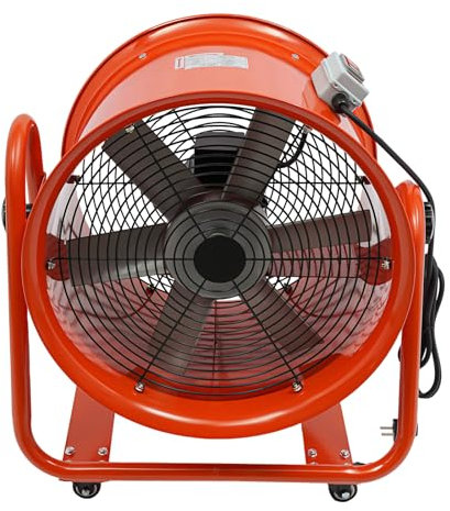 SuhoFutus Industrie Ventilator 1100 W Baulüfter Axial Gebläse 2800 U/min Ø 40 cm, Axiallüfter 79 dB Geräuschpegel, Industrielüfter mit Universelle Räder, Axiallüfter mit 6 Schaufeln, 15000m3/h