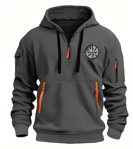 Hoodie Herren Oversize Winter Dicke Kapuzenpulli Casual Sweatshirt Hip Hop Outdoor Kapuzenpullover Personalisierte Hoodie Langarm Pullover mit Taschen Kordelzug 2024 Winter Pulli(Dark Gray,L)