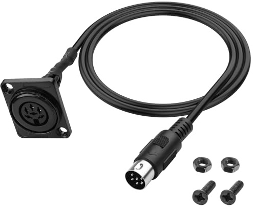 MEIRIYFA D-Typ MIDI DIN 6 Pin Audio Kabel Adapter, 6 poliger DIN Stecker auf Buchse Verlängerungskabel Panel Mount Audio Stecker Draht für Digital Audio Geräte - 83CM
