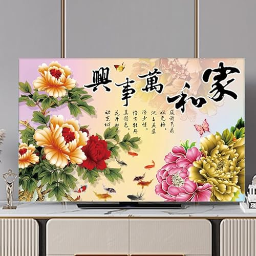 JANEMUA TV Protector Cover,Flower Pattern TV Computer Screen Protector,TV Decorative Cover,The TV Cover Is Universal for Desktop/Curved Surfaces.-3||30-32inch