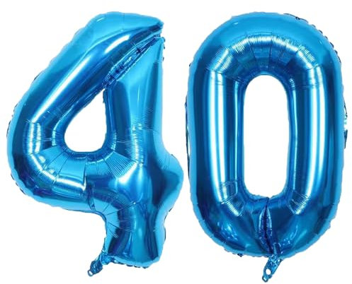 Geburtstags-Zahlenballons XXL-Riesen-Folienballons 40 Zoll – 101 cm Luftballons Geburtstag Jungen Mädchen Babyparty Geburtstagsdekorationen Jubiläumsparty-Dekorationen (hellblau, 40)
