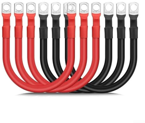 4 AWG Batteriekabel, 30,5 cm Marine-Batteriewechselrichter-Kabel-Set, 6 Stück, Automobil-Stromanschluss, Kupfer-Ösen, flexibles PVC für Wohnmobil für ATV
