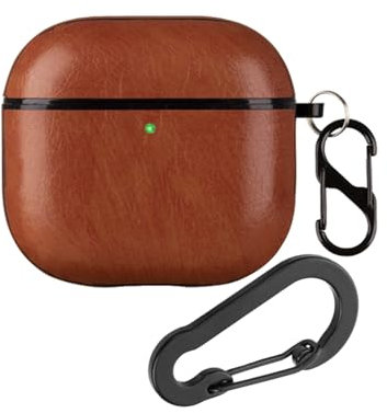 Custodia in pelle compatibile con AirPods 4, resistente, retrò, antiurto, protettiva con 2 portachiavi, per Apple AirPods 4a generazione custodia di ricarica wireless (marrone)