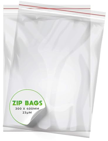 V1 TRADE Zip Beutel Set – Druckverschlussbeutel 300 x 400 mm – 100 Stück | Wiederverschließbare Plastikbeutel zur Aufbewahrung und Organisation von Kleidung, Dokumenten, Textilien und Zubehör.