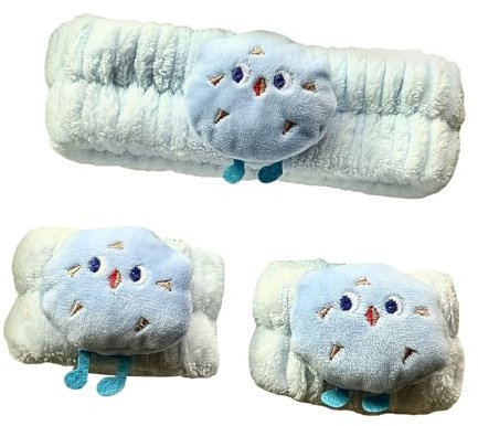 SkyPOOU Ergonomisches Handgelenk-Waschbänder-Set, saugfähig, Make-up, Haarband, Gesichtswäsche, Armbänder, elastisches Make-Up-Haarband. Cookie