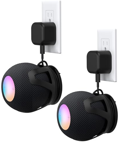 HomeMount Wandhalterung kompatibel mit HomePod Mini– Schwarz, 2 Stück | Kabelmanagement, platzsparend, kompaktes Design, ideal für Küchen & Büros, fester Halt, einfache Montage