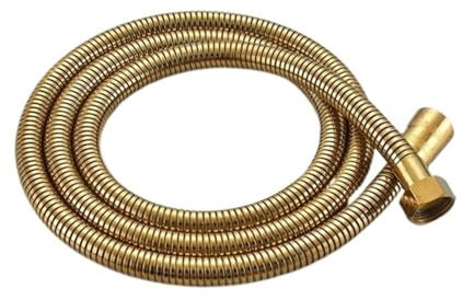 Duschschlauch aus Edelstahl, 1,5 m, goldfarben, schwarz, weich, für Badezimmer (Gold)