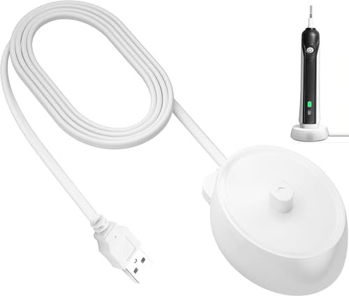USB Electric Toothbrush Charger Replacement for Oral B Compact & Travel Waterproof Universal Inductive Charging Base Compatible with Braun Oral-B iO3 iO4 iO5 iO6 3757, 3FT Power Cord Cable