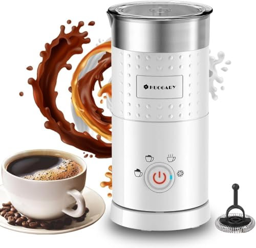 Huogary Electric Milk Frother and Steamer - 4 in 1 Automatic Milk Steamer, 300ml/10.1oz Hot& Cold Foam Maker and Milk Warmer for Latte, Cappuccinos, Macchiato (White)