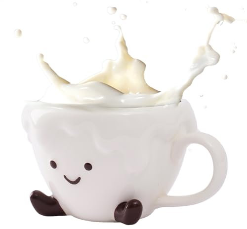 Générique Cloud Cups, 450ml Ceramic Coffee Mugs with Cute Expressions, Anime-Inspired Tableware, Compact Aesthetic Cloud-Shaped Drinkware for Women, Mom, Friends and Mother’s Day Gift