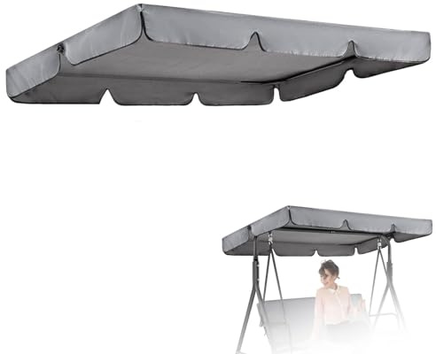 Generisch Hollywoodschaukel Dachbezug, Oxford-Tuch Ersatzdach Hollywoodschaukel Wasserdicht, Universal Dach für Hollywoodschaukel, Uv-Schutz Sonnendach,Grau,164x114x15cm