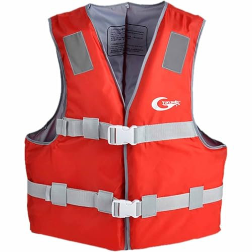 Giubbotto di Salvataggio Salvagente per Adulti Regolabile Galleggiante Aiuto al Galleggiamento in Schiuma con Fischietto, per SUP, Kayak, Surf e Sport Acquatici (Red, M)
