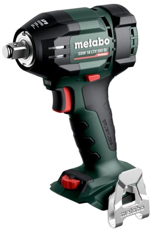 metabo Avvitatore a percussione a batteria SSW 18 LTX 550 BL – 18 V, 550 Nm, quadrato esterno 1/2, 2.800 giri/min, 12 livelli – Brushless, maneggevole, LED, per costruzione in legno, cambio