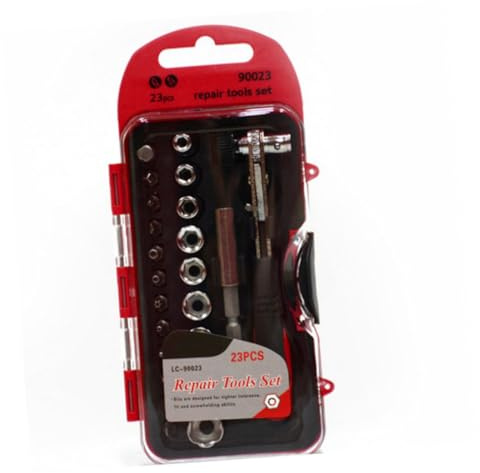 Kisangel 23 pezzi Cacciaviti Cricchetto con Chiavi Bussola e Prolunghe Manico Ergonomico Resistente per Riparazioni Veicoli e Abitazioni Kit Utensili Completo con Custodia Organizzata