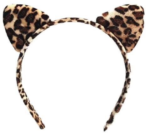 Leopard Print Cat Ears Headband for Women - Soft Furry Animal Ear Hairband, Comfortable Cosplay Accessory for Halloween, Costume Party, Face Washing, Makeup, Cheetah & Tiger Style