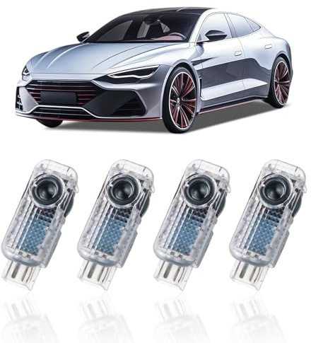 4Pcs Car Door Projector Lights Compatible with Audi A1 A3 A4 A5 A6 A7 A8 Q3 Q5 Q7 TT R8, HD LED Welcome Courtesy Lights, Ghost Shadow Door Lamp Replacement Kit