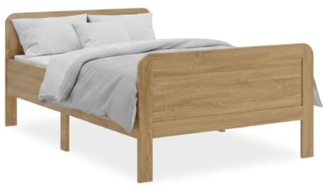 Homestyle4u Seniorenbett 120x200 Komfortbett mit Lattenrost | Bett Komforthöhe Natur Holz erhöhter Einstieg extra hoch Holzbett für Senioren
