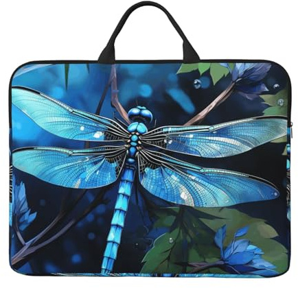 Laptop Sleeve 15.6 inch Computer Carrying Bag Art Blue Dragonfly Laptop Case Slim Protective Case Handbag