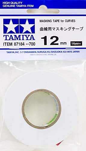 Tamiya 87184 Masking Tape 12mm/20m f. Rundungen, Modellbau-Zubehör, Bastelwerkzeuge,Tape, Maskingtape, hochwertiges Modellbauzubehör,300087184
