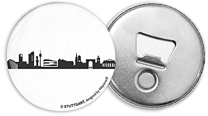 Stuttgart Flaschenöffner Kühlschrankmagnet - Kapselheber Bieröffner, Rund Magnetisch Schwarz