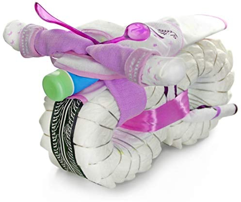 Windeltorte Windelmotorrad Rockstar Girl / 46-teilig/rosa / 40cm