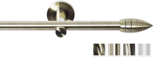 Rollmayer Gardinenstange Ø 16mm Allegro Gold 120cm 1-läufig | Glänzend metall, Für Ösenvorhang, Ohne Ringe, Modern