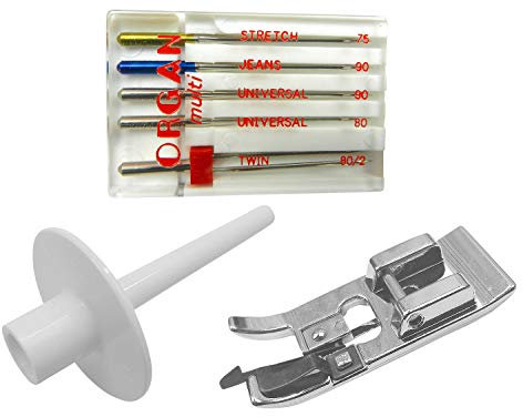 ORGAN Nadel Sortiment Multi Box (Flachkolben) 130/705 /Overlockfuß Nähfuß / Universal Garnstift, Garnrollenstift wie Brother, AEG, Silvercrest, Carina, Singer, Janome, W6, Meister u.v.m.