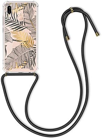 kwmobile Necklace Case kompatibel mit Huawei P20 Lite Hülle - Silikon Cover mit Handykette - Gelb Grau Transparent Dschungel