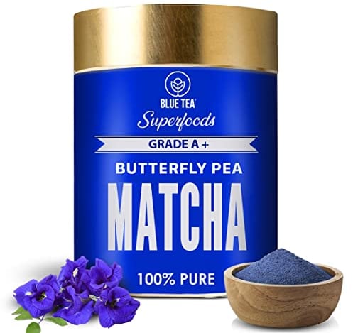 BLUE TEA - Matcha Powder (50 gm) Super Anti-Oxidant Grade - Dessert, Muffins - For Gift - Eco-Sustainable Tin Packaging