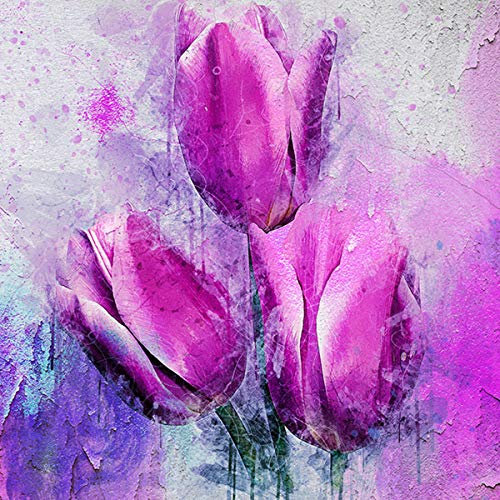 Forwall Fototapete Vlies Tapete Wanddeko Blumen Tulpen - Violett Rosa Kunst Moderne Wanddekoration 13482VEXXL 312cm x 219cm Schlafzimmer Wohnzimmer
