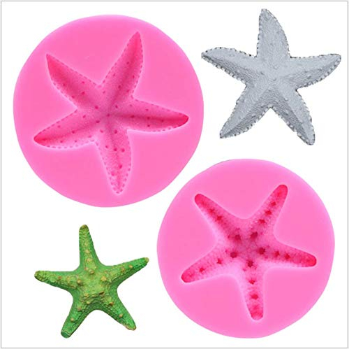 ANNIUP 2 stampi per fondente in silicone a forma di stella marina, per creazioni fai da te per sapone, caramelle, cioccolato, argilla, pasta di zucchero, decorazione per torte