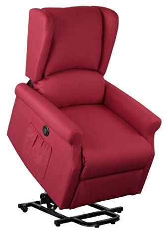 Totò Piccinni Poltrona Barcellona Relax Reclinabile e Alzapersona con Poggiapiedi Bergere (Tessuto Bordeaux, Elettrica Alzapersona)
