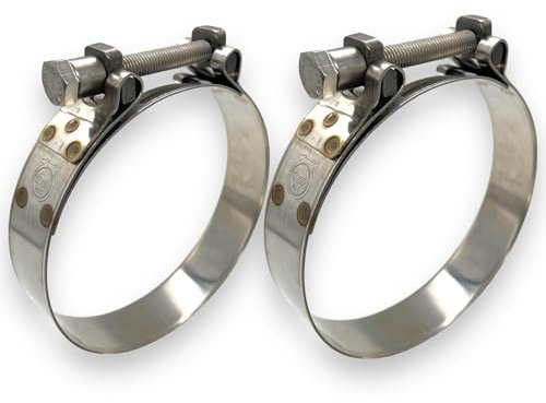 CHUN YUNG DA TT Hochleistungs-Schlauchschellen, T-Bolzenschelle aus Edelstahl, Einstellbereich 98–103 mm, solide T-Muttern und breites Band für 4-Zoll-Schlauchschelle (3,86–4 Zoll, 2er-Pack)