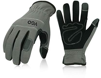 Vgo... Safety Work Gloves,Builder Gloves,Gardening Gloves,Light Duty Mechanic Gloves(NB7581,Gray,XL,1Pair)