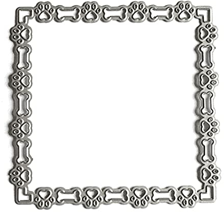 YUSHU Quadrat Hund Pfote Knochen Metall Stanzformen Schablone Scrapbooking DIY Album Stempel Papier Kartenform Prägung Dekoration Handwerk Stanzformen für Kartenherstellung Clearance