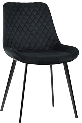 exitodesign Polsterstuhl Nora - Gepolsterter Stuhl - Esszimmerstühle - Bürostuhl - Stuhl Küche Wohnzimmer - Bequem - Haltbares Material - Zimmer Deko Wohnzimmer - 51x57,5x82cm - Schwarz