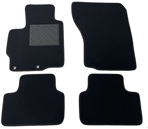 Fußmatten für C4 Aircross 05.2012> / ASX 05.2010>- passgenau, aus schwarzem Teppichstoff, mit Knöpfen und verstärktem Gummi-Fersenpolster