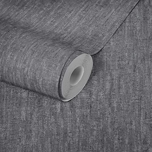 Livingwalls Tapete Vintage Uni Dunkelgrau 382052 Vliestapete Schwarz für Schlafzimmer Küche 10,05x0,53m Made in Germany