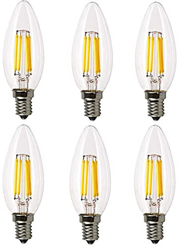 ANTYX 12v E14 LED Ampoule 4W égale 40W LED Candelabra bulbe Chaud Blanc 270 0K C35 Bulbe d'Edison Clear Vintage pour RV, Projet de Panneau Solaire, Bateau, éclairage Hors réseau, Paquet de 6