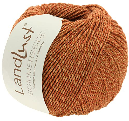LANA GROSSA Landlust Sommerseide | Feines & leichtes Baumwoll-Seidengarn | Handstrickgarn aus 50% Seide & 50% Baumwolle | 50g Wolle zum Stricken & Häkeln | 170m Garn FB 37