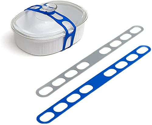 Ailovone 2 Stück Lid Latch crock Pot Lid Strap The Reusable Universal Lid Securing Strap universal lid securing strap Elastisches Silikonband für Kasserollen Töpfe Schüsseln Pfannen (2pcs)