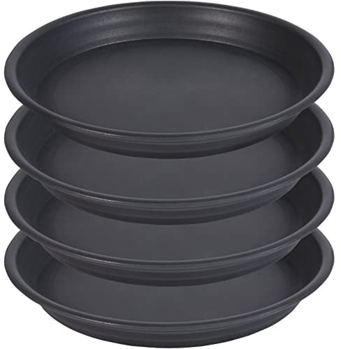 SAUCERHOME Lot de 4 soucoupes pour plantes de 33 cm, 35 cm, 38 cm, 40,6 cm, noir