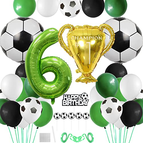 Geburtstagsdeko Fussball Set, Fussball Deko Geburtstag Kinder, Fußball Deko 6 Geburtstag Junge, Fußball Luftballon Tortendeko für Fussball Party Kindergeburtstag