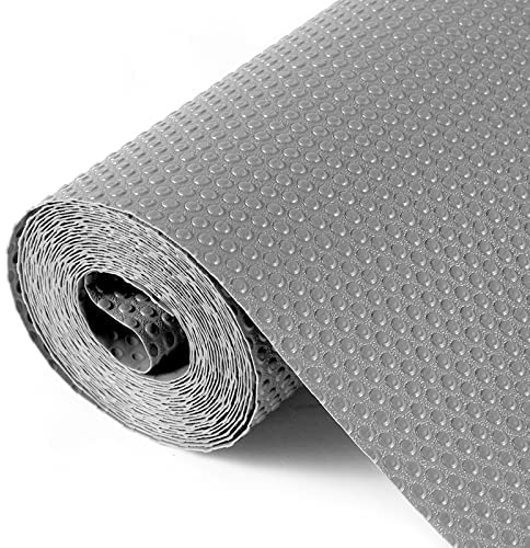 Hersvin Revestimientos para estantes, tapetes para cajones de Cocina de 12 Pulgadas x 20 pies, Protector de Armario de EVA no Adhesivo, Forro de gabinete (Gris Claro/Punto)